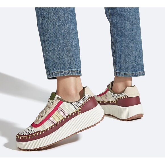 Lucky Step Women's Wine Platform Sneakers Rhinestone Fashion Chunky Shoes - Picture 8 of 9